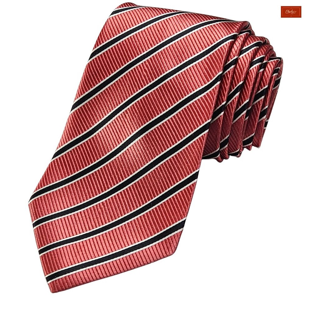 Dona Salmon/Black Color 100% Silk Tie 59" Long 4" Wide(ID160)